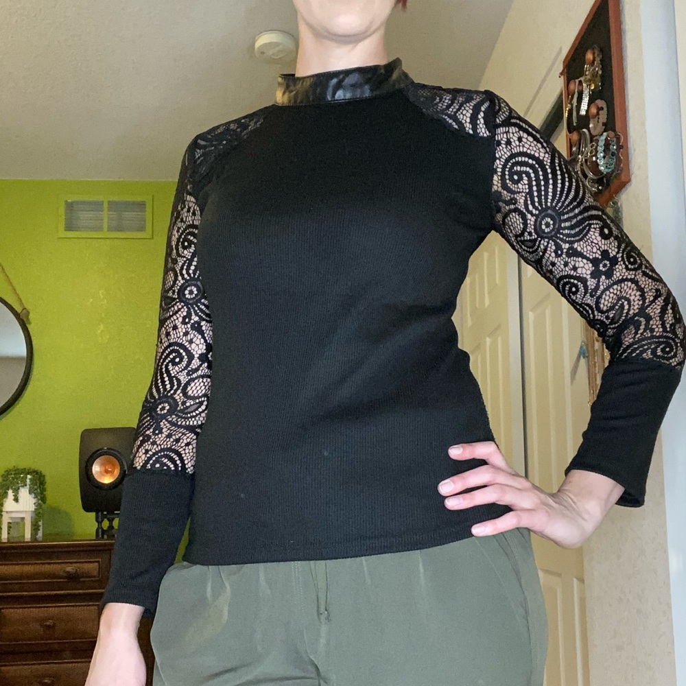 Black long sleeve with lace details